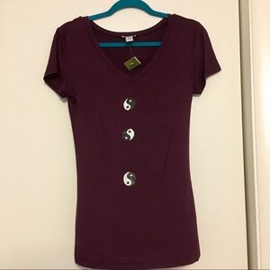 Super rad hand-painted maroon yin yang tee
